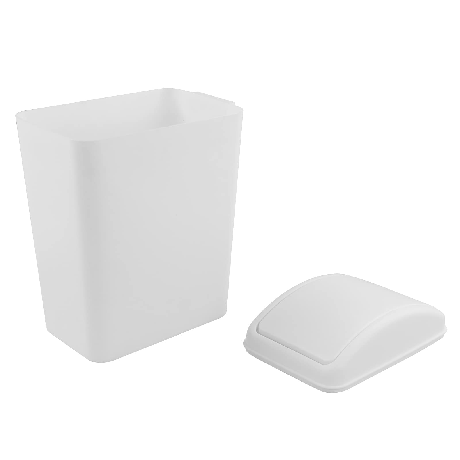 4.2 Gallon Swing Lid Trash Can - White Plastic Waste Bin with Lid for Kitchen, Bathroom, Office & Home Use - Odor-Controlling Garbage Can for Small Spaces