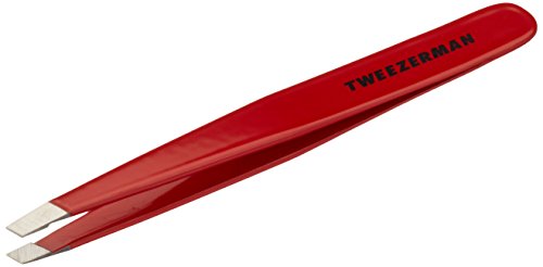 Tweezerman Stainless Steel Slant Tweezer - Precision Grooming Tool for Eyebrows, Splinters & Ingrown Hairs | Professional Salon Quality | Signature Red Design | Perfect for Travel, Makeup Kits & First Aid