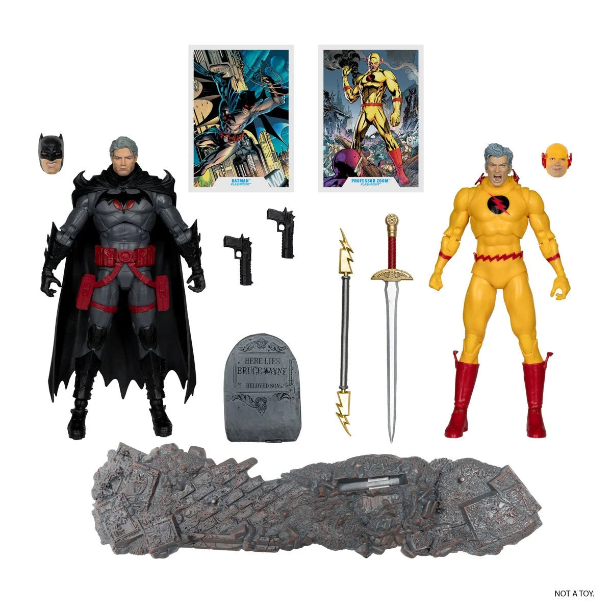 Batman vs. Professor Zoom Flashpoint DC Multiverse Action Figure 2-Pack Set - Collectible Superhero Figures for Display, Gifts & Comic Book Scenes