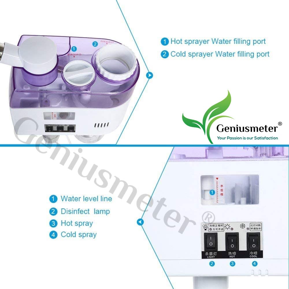 Geniusmeter® 2-in-1 Nano Facial Steamer with Hot & Cold Spray - Adjustable Double Tube for Hydrating Skin Care - Perfect for Salon, Spa & Home Beauty Treatments