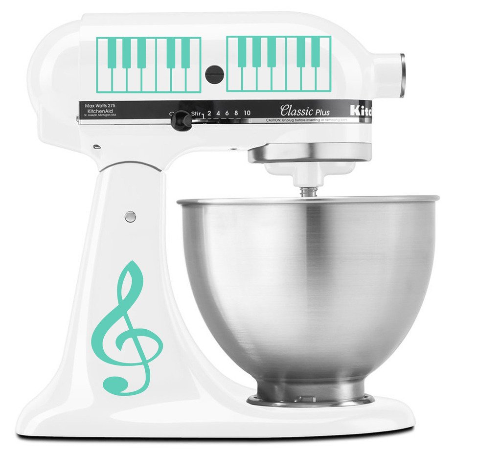 Treble Clef & Piano Keys Vinyl Decal Set for KitchenAid Mixers - Music Lover's Decorative Stickers - Perfect for Baking Enthusiasts & Home Decor