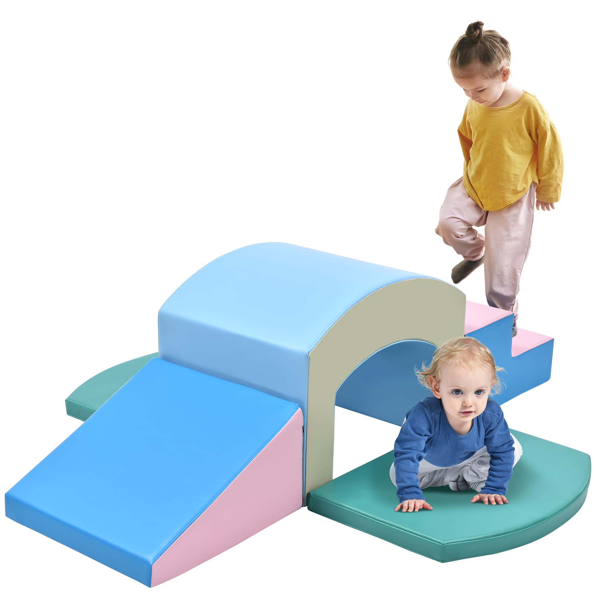 Merax 5-Piece Toddler Climbing Toys Set - Indoor Foam Play Equipment for Kids 1-3 Years | Crawl, Climb & Tunnel Activity Gym | Perfect for Daycare, Playroom & Home Use