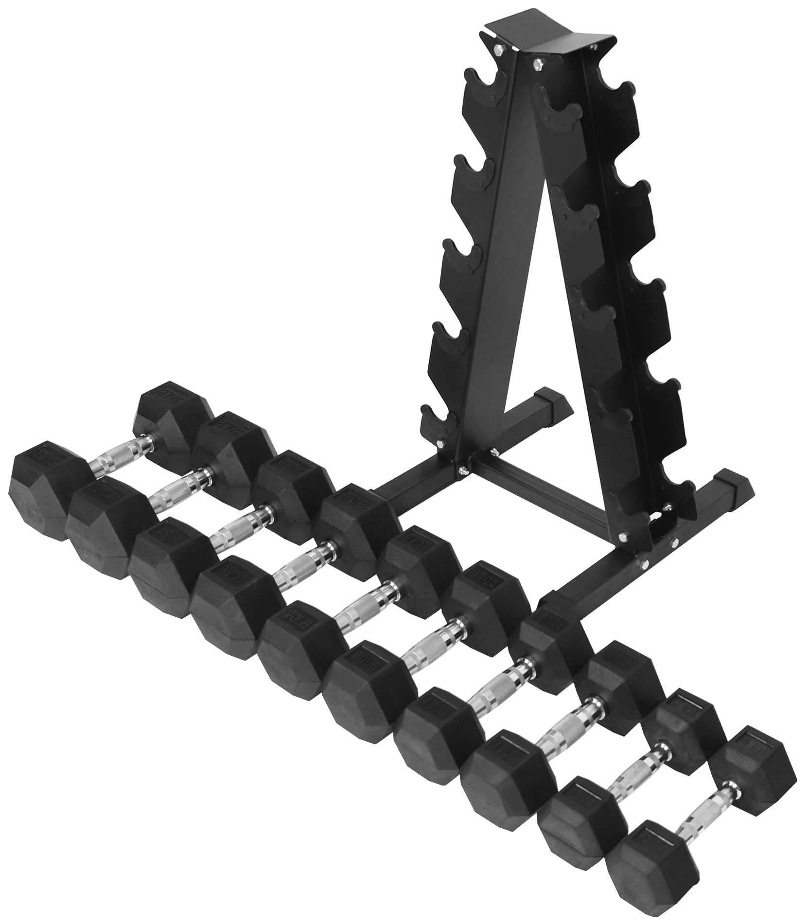 Premium Rubber Coated Hex Dumbbell Set - 5-50lbs Weight Options for Home Gym & Strength Training | Non-Slip Grip, Durable Rubber Coating for Floor Protection | Perfect for CrossFit, HIIT & Home Workouts