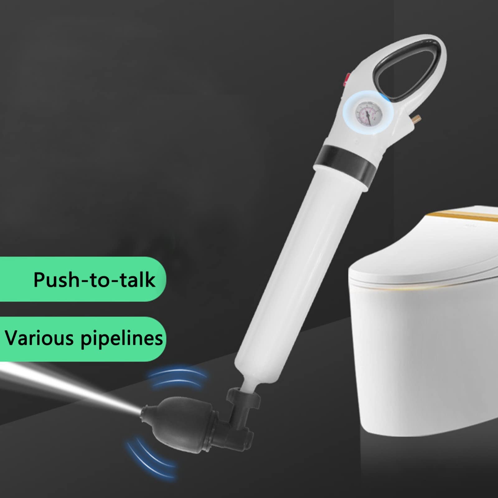 High Pressure Air Drain Blaster Gun - Powerful Toilet Plunger & Drain Unblocker for Clogged Sinks, Showers, Bathtubs - Fast & Efficient Drain Cleaner for Home Plumbing Maintenance