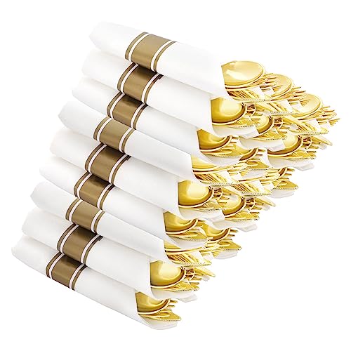 60pack Gold Pre Rolled Plastic Silverrware