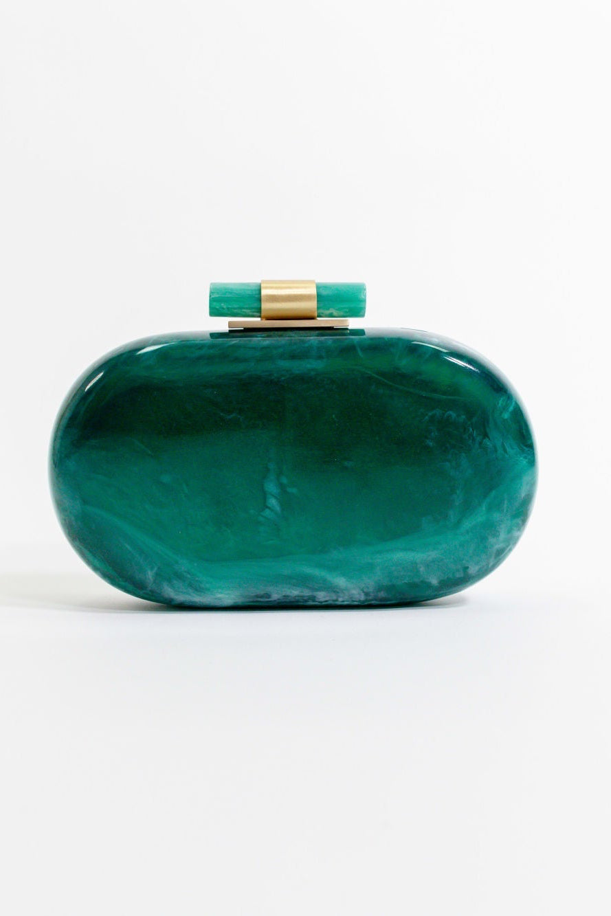Ethereal Capsule Clutch Jade Green - Elegant Evening Bag for Women | Perfect for Weddings, Parties & Special Occasions