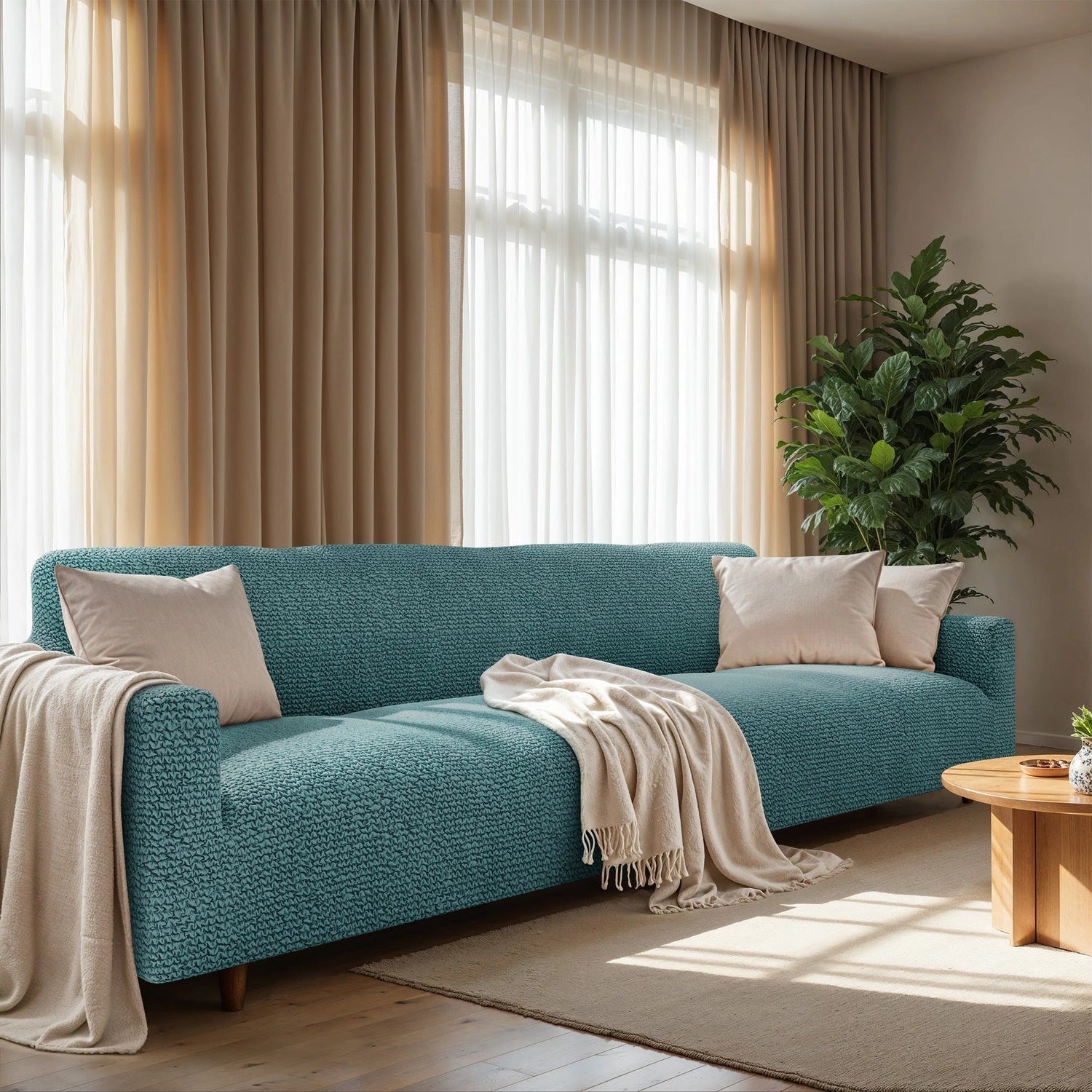 4-Seater Sofa Slipcover - Soft Microfiber Fabric, Stretchable & Washable - Perfect for Living Room, Family Room & Home Decor