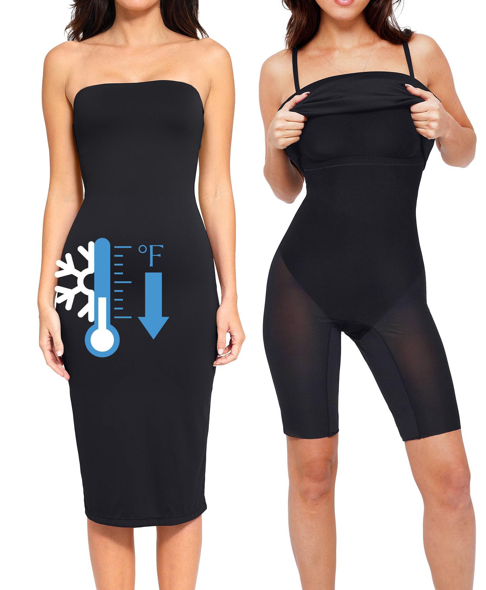 Popilush Women's Shapewear Maxi Dress with Built-in Bra & Adjustable Straps - Slimming Bodycon Tube Dress for Evening Parties, Weddings & Special Occasions