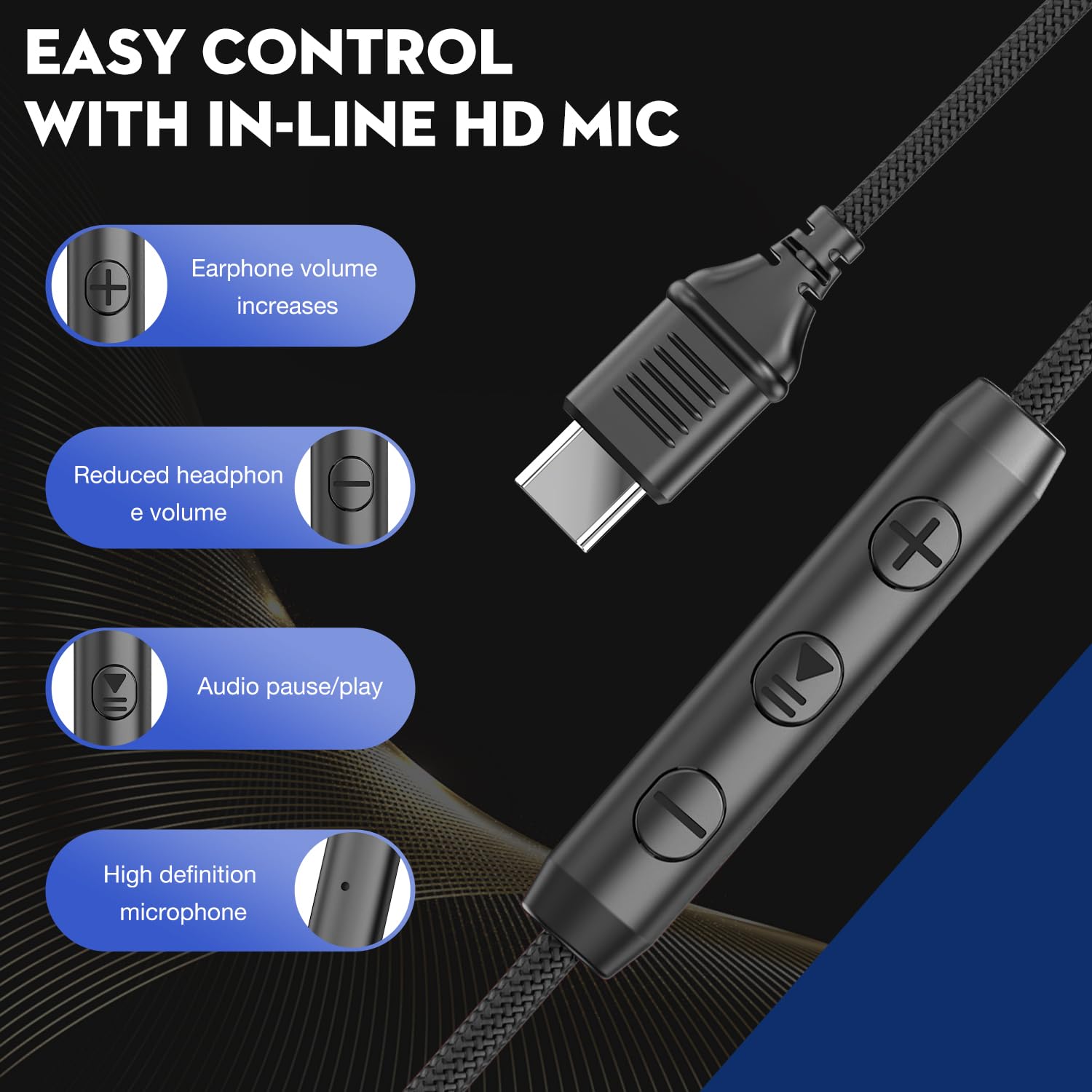USB C Headphones with Mic - Foldable Over-Ear for iPhone 15/16, Laptop & Travel