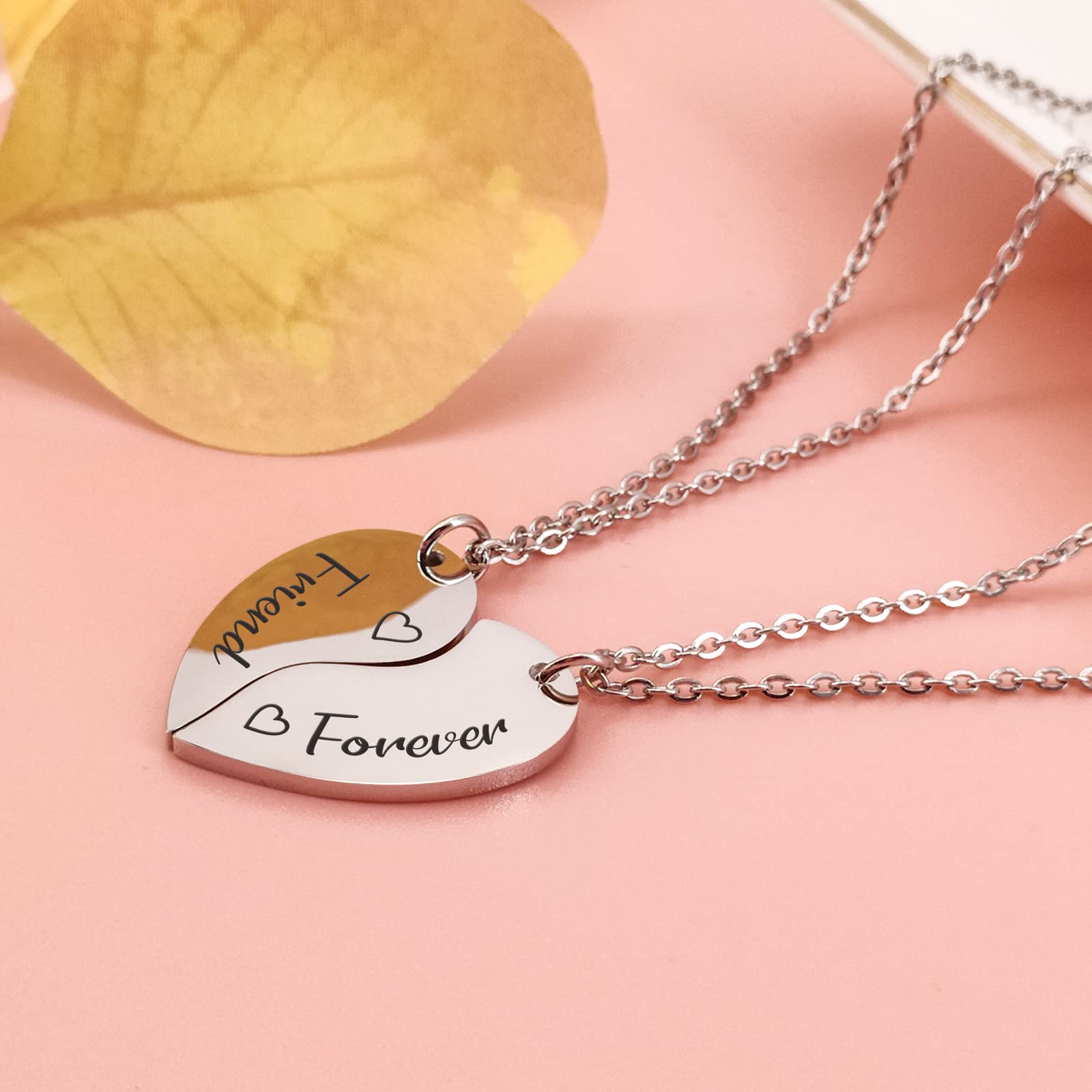 Mother Daughter & Grandmother Granddaughter Matching Heart Split Necklace Set, Best Friend Sister BFF 2-Piece Jewelry Gift for Women - Perfect for Anniversaries, Birthdays & Special Occasions