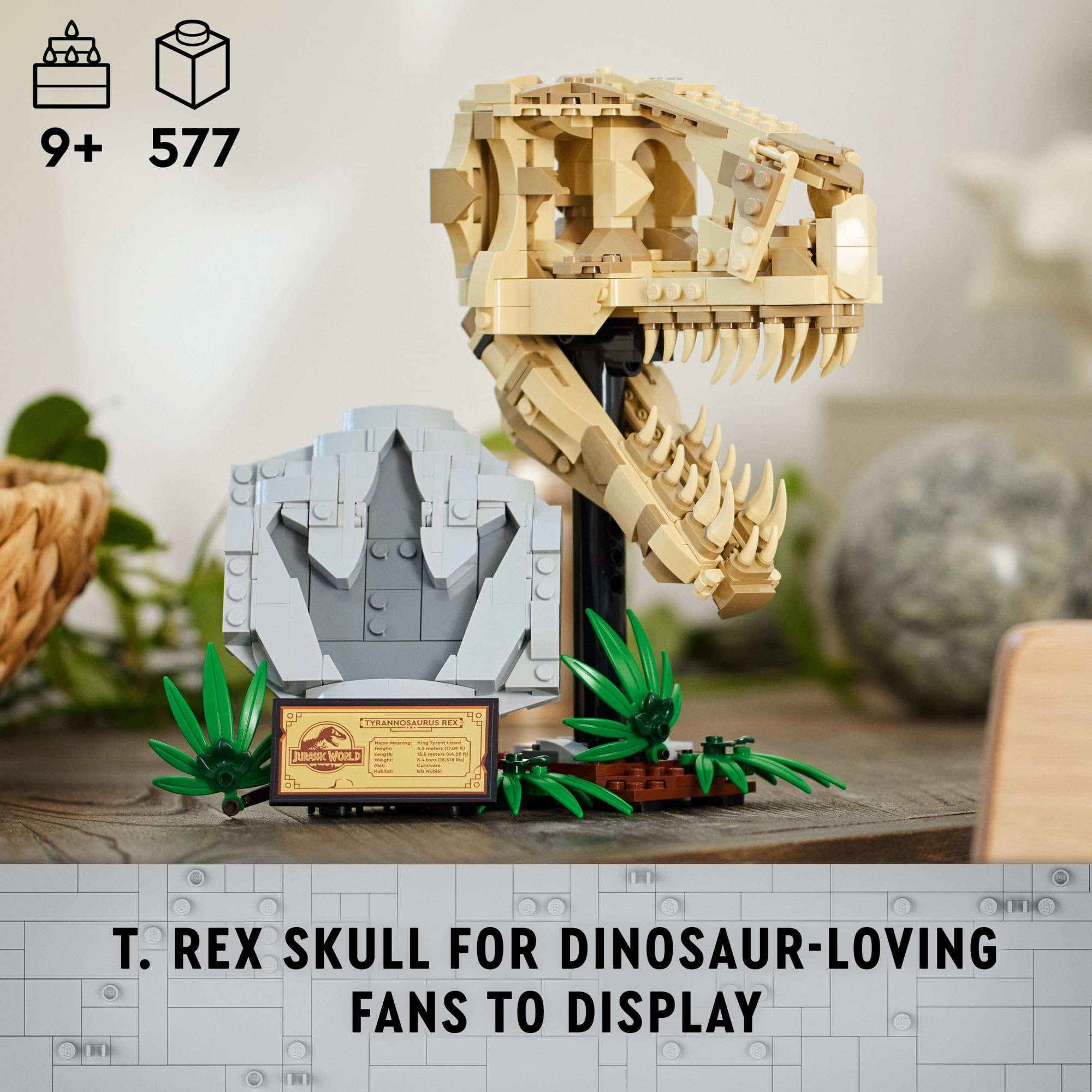 LEGO Jurassic World Dinosaur Fossils: T. rex Skull Building Kit - STEM Educational Dinosaur Toy for Kids, Boys & Girls - Authentic Skeleton Model Set with Bones - Perfect Gift for Jurassic Park Movie Fans (Set 76964) - Fun for Playtime, Learning & Collecting