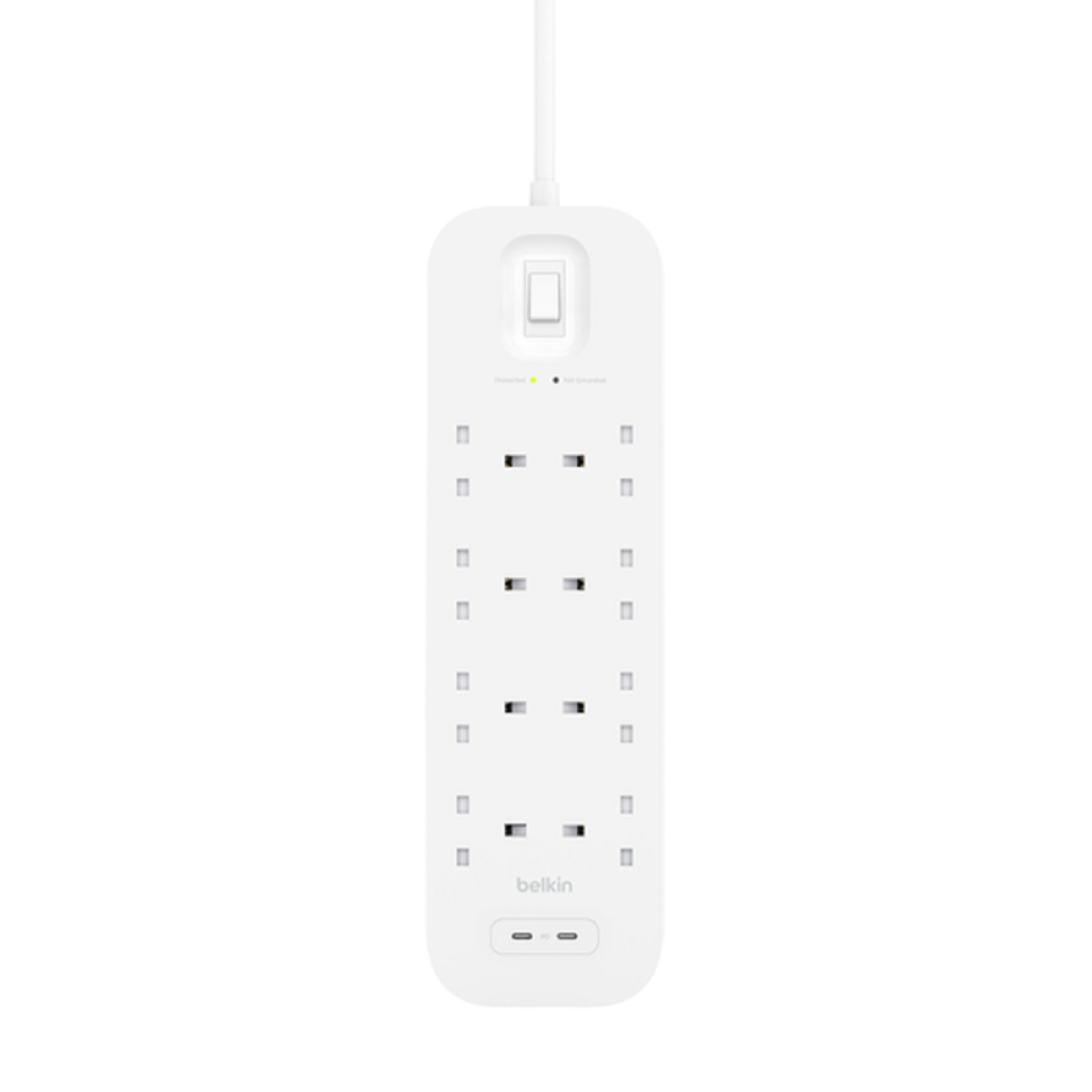 Belkin SRB004AF2M Surge Protector Power Strip with 4 Outlets, 2 USB Ports & 6-Foot Extension Cord - Perfect for Home Office, Gaming Setup & Entertainment Center
