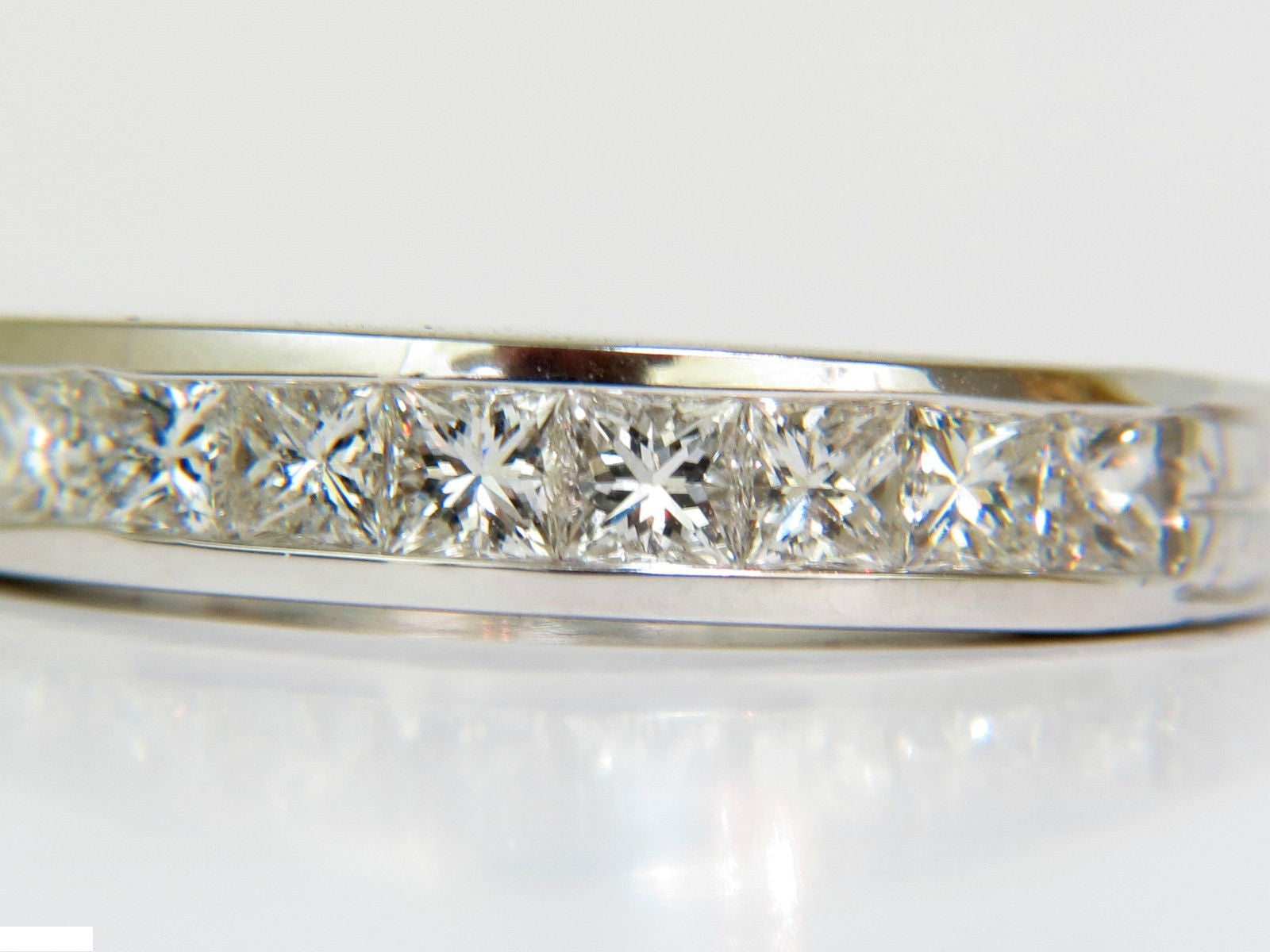 14KT .72CT Diamond Edwardian Deco Revival Band Ring - Princess Cut for Women, Vintage Style Wedding & Engagement Jewelry, Perfect for Anniversaries & Special Occasions