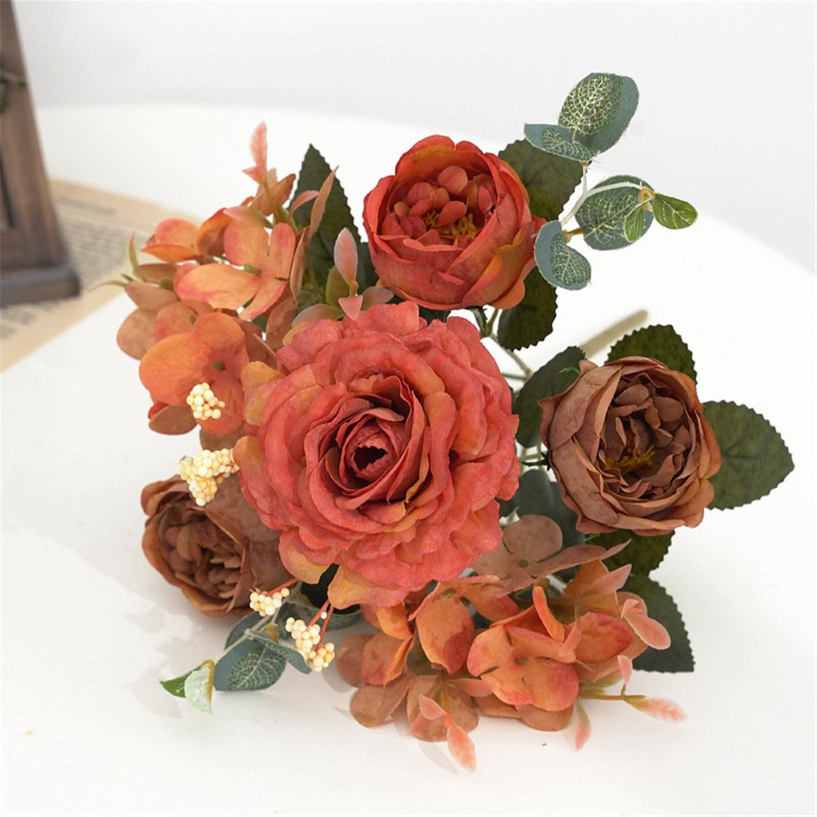 Artificial Peony & Silk Rose Wedding Bouquets - Realistic Fake Flowers for Bridal Bouquets, Centerpieces & Home Decor (Hand-Tied, Pink Wisteria, Red A-C, One Size)