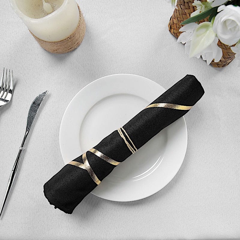 5-Pack 20x20 Inch Polyester Dinner Napkins with Metallic Geometric Design - Elegant Table Setting for Weddings, Parties & Formal Dining