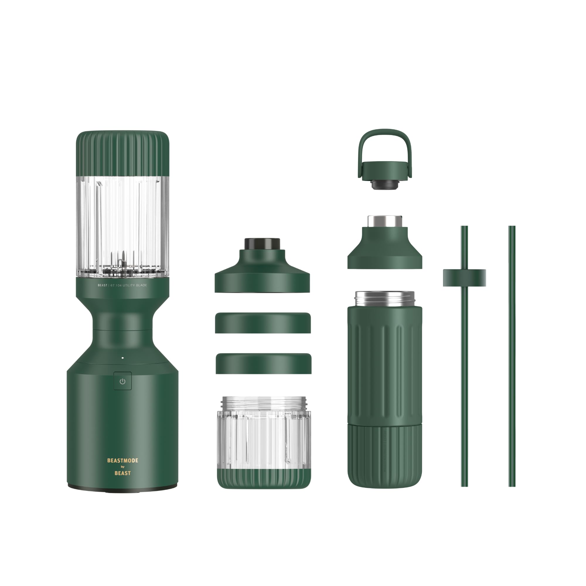 Beastmode High-Speed Blender by Beast Health x Marshawn Lynch - 1200W Professional Smoothie & Protein Shake Maker with Stainless Steel Travel Bottle & Straw (Forest Green) - Perfect for Gym, Home Kitchen & Healthy Lifestyle