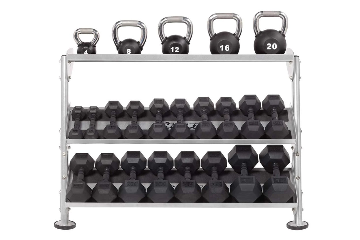 Heavy Duty 48-Inch 2-Tier Dumbbell Rack with Optional 3rd Tier - HF 5461 OPT 48 - Perfect for Home Gym, Commercial Fitness Centers & Weight Training Areas