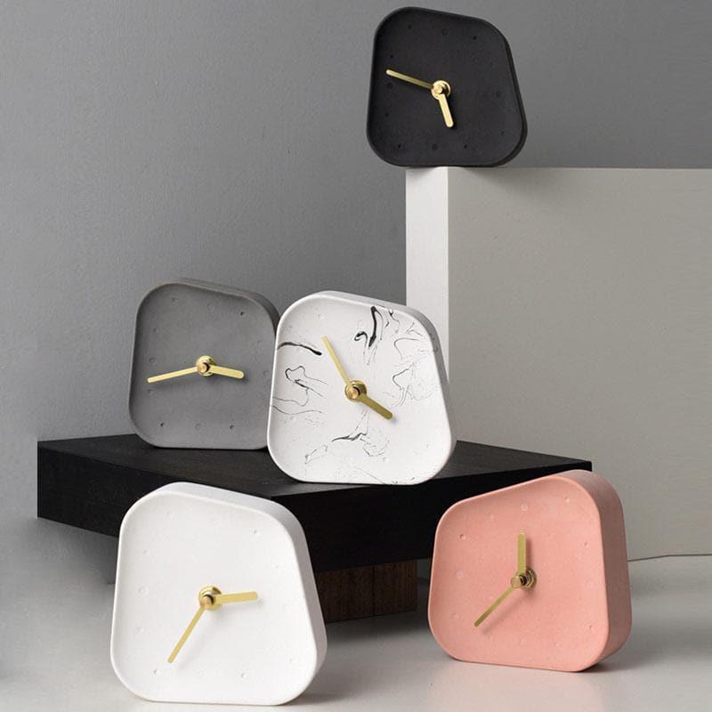 Any Time Cement Desk Clock - Minimalist Modern Office Clock with Silent Movement - Perfect for Home, Office, and Workspace Decor