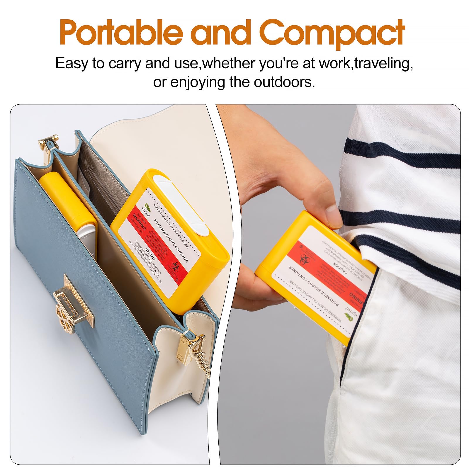 Portable Sharps Container for Safe Disposal of Insulin Needles & Medical Sharps - Travel & Home Use (3-Pack) | Ideal for Diabetics, Healthcare & Travel Safety