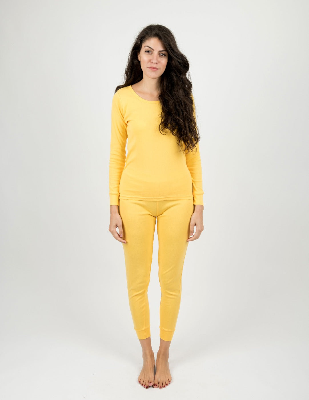 Yellow Solid Color Matching Family Pajama Set - Cozy Sleepwear for Family Bonding & Holiday Photos