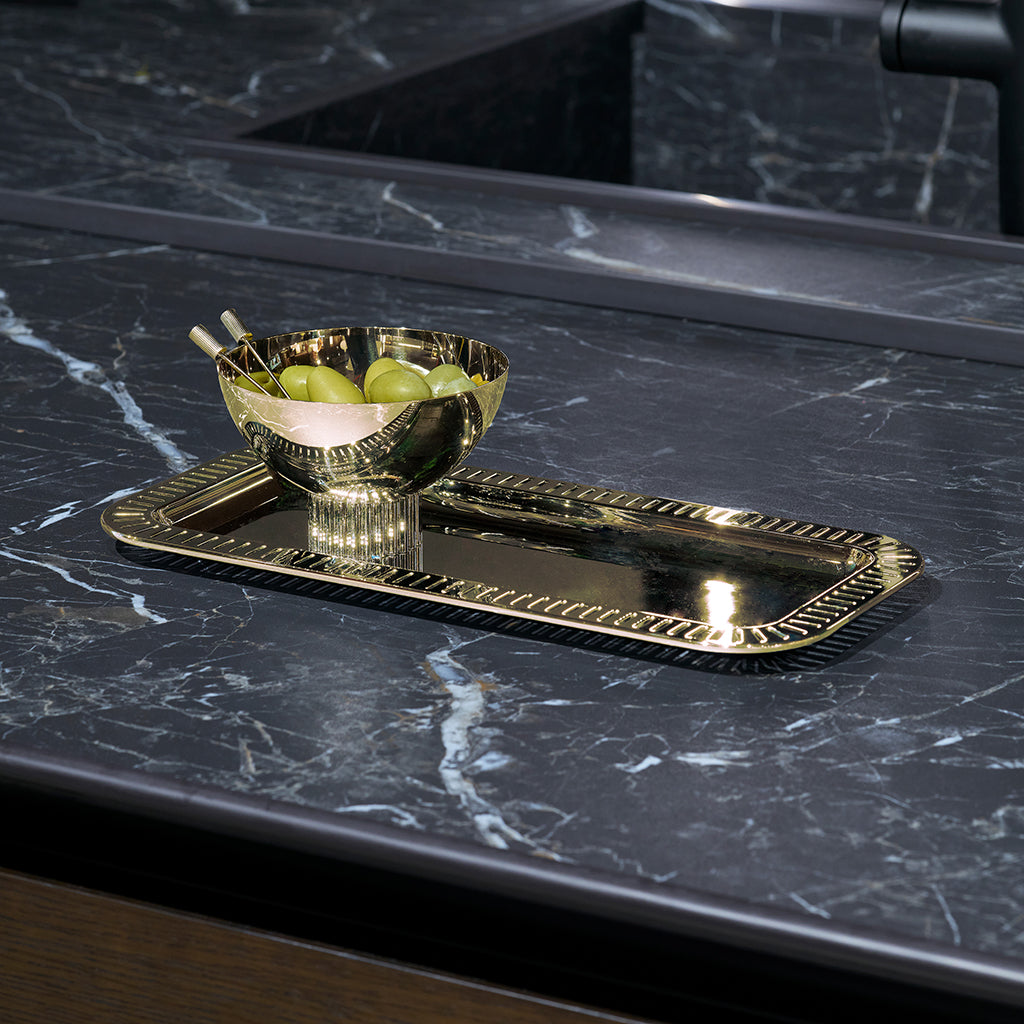 Premium Gold Striations Nut Bowl - Elegant Snack Serving Dish for Parties, Entertaining & Home Decor