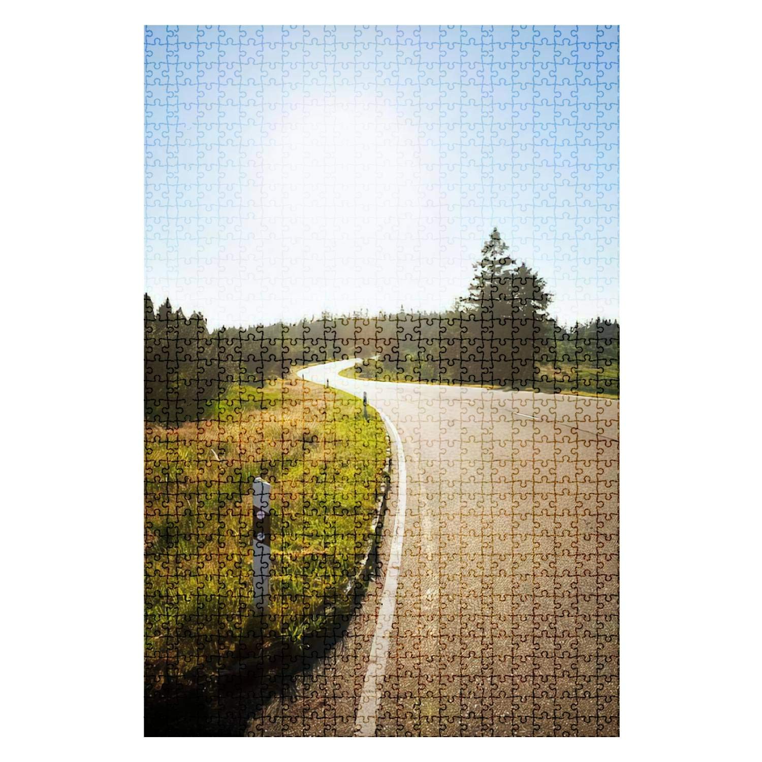 1000-Piece Wooden Jigsaw Puzzle - Midsummer Sunset Over Black Forest Scenic Road (B500) | Fun & Challenging Adult & Kids Puzzle | DIY Educational Toy & Home Decor Gift | Perfect for Family Game Nights & Stress Relief
