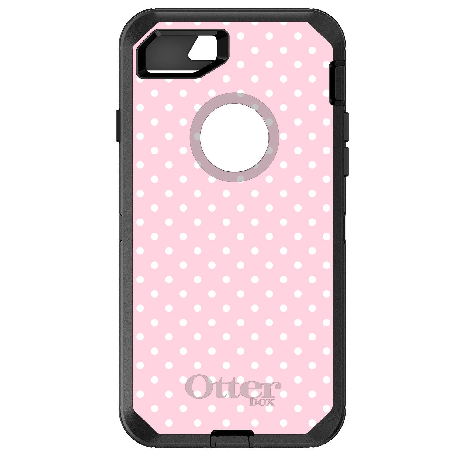 DistinctInk iPhone 7 Plus / 8 Plus Case (5.5 Inch) - Shockproof Protective Phone Cover with Pink & White Polka Dot Design - Perfect Replacement for OtterBox Defender - Ideal for Everyday Use, Outdoor Activities and Travel Protection