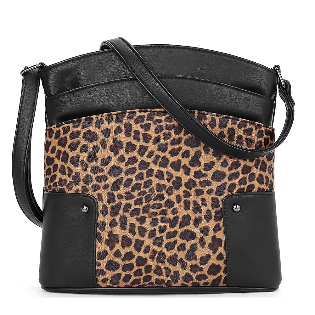 CLUCI Women's Vintage Leather Crossbody Bag with Triple Pockets - Perfect for Travel, Vacation & Everyday Use | Stylish Shoulder Purse for Work, Shopping & Outings