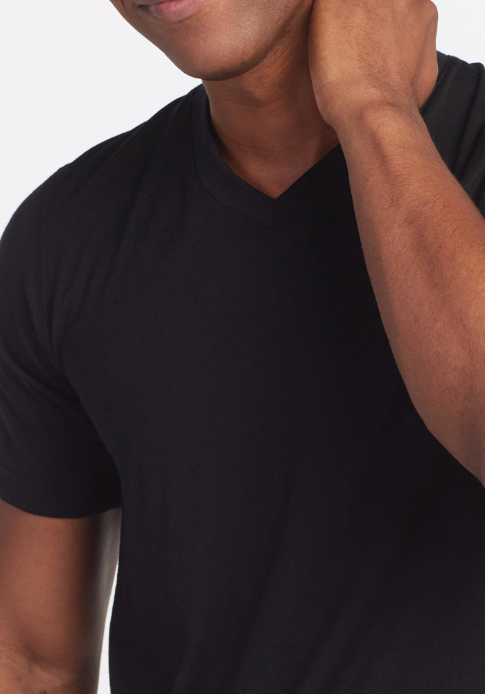 Ashton V-Neck T-Shirt for Men - Soft Cotton Crew Neck Tee in Black | Casual Wear, Layering & Everyday Comfort