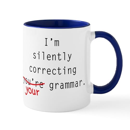 White/Navy Inside - I'M Silently Correcting Your Grammar Large Mug