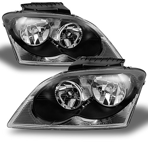 AKKON Black Bezel Headlights Replacement for Chrysler Pacifica SUV - Left & Right Pair - Durable Front Lamps for Night Driving & Off-Road Adventures