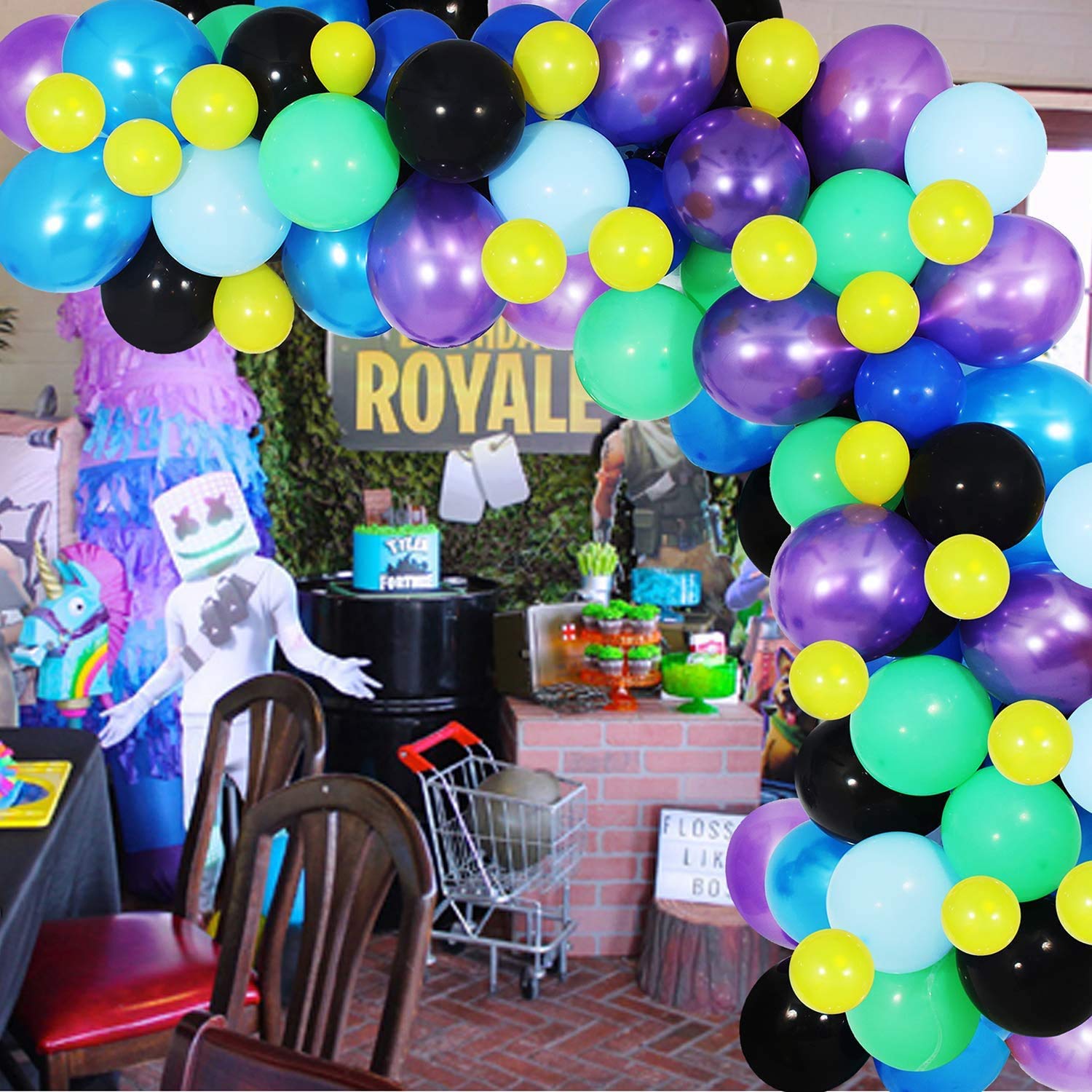 100 Pcs 12 Inch Latex Balloons - Purple, Blue & Black Party Balloons for Video Game Birthday Decorations, Baby Showers & Graduation Celebrations