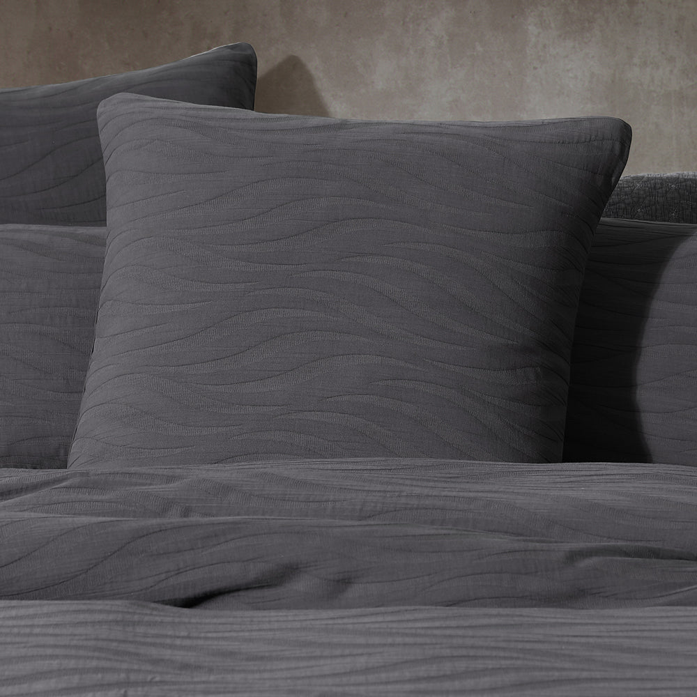 Premium Ariel Charcoal European Pillowcase - 100% Cotton, Breathable & Soft - Perfect for Bedroom, Hotel, or Airbnb Decor - Luxury Home Textile Accessory