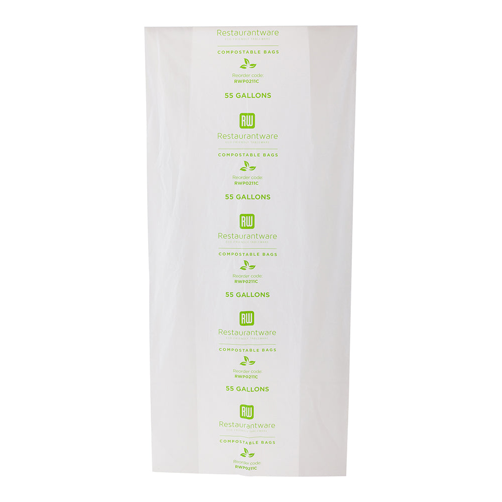 Eco-Friendly 55 Gallon Clear Compostable Trash Bags - 100 Count Biodegradable Plastic Can Liners for Kitchen, Yard Waste & Commercial Use