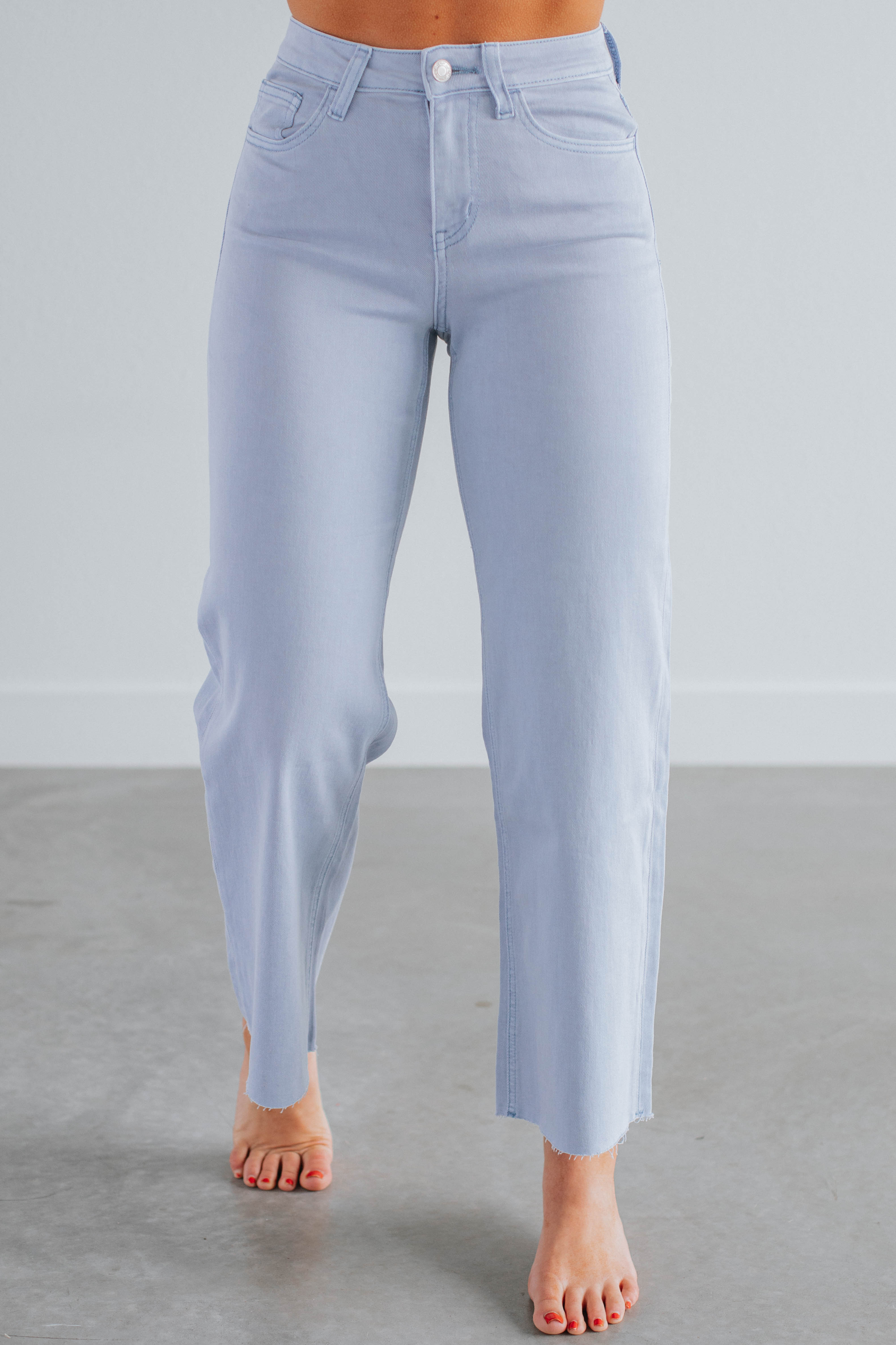 Olivia Vervet Women's High Waist Distressed Powder Blue Jeans - Perfect for Casual Outings and Street Style Fashion