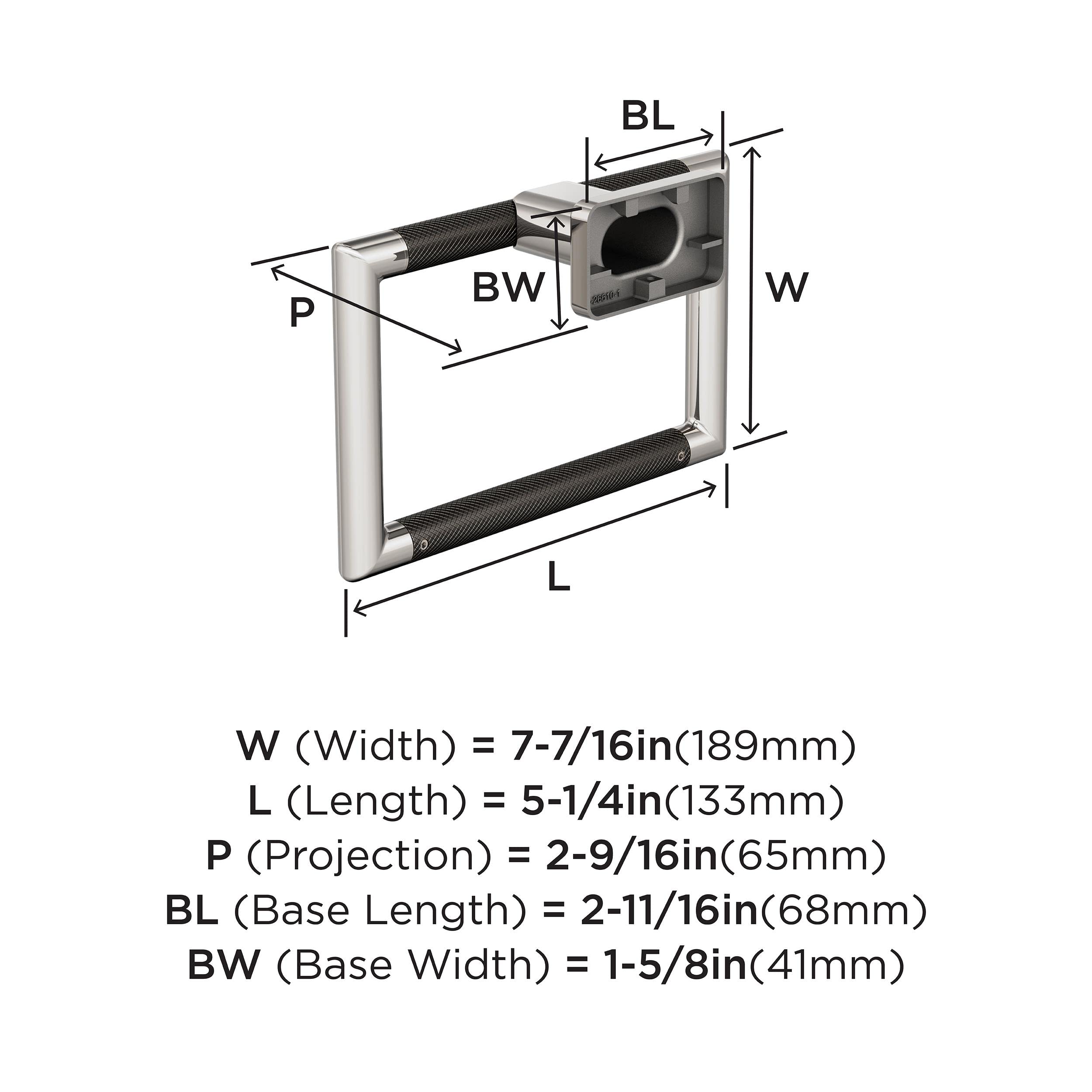 Amerock BH26612PNGM Polished Nickel Gunmetal Towel Ring - 5.25 Inch (133mm) Bathroom Wall Mount Hand Towel Holder - Elegant Esquire Design for Small Spaces - Perfect for Bathroom, Kitchen, Guest Room & Powder Room Accessories