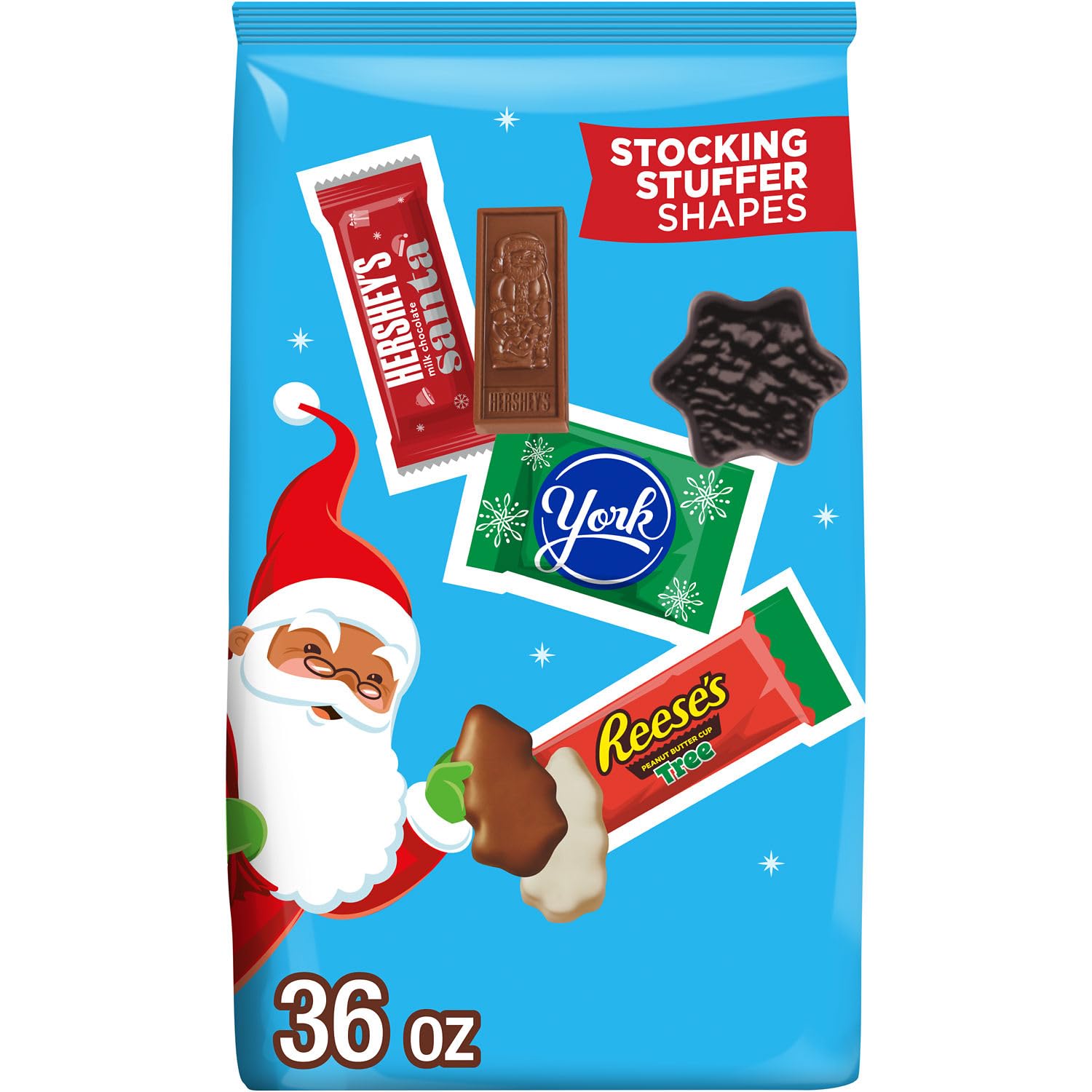 HERSHEY'S, REESE'S and YORK Assorted Chocolate Candy Bulk Bag - 36 oz Christmas Stocking Stuffers, Holiday Gift, Party Favors & Office Treats