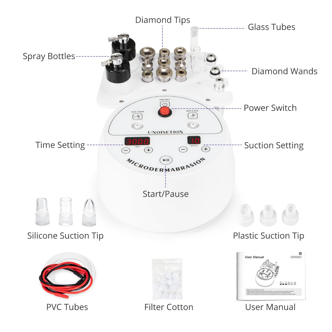 Diamond Microdermabrasion Machine - 4-in-1 Professional Facial Exfoliator with LED Display & Silicone Tips | At-Home Skin Care Device for Wrinkles, Blackheads & Acne | Perfect for Spa, Salon & Personal Skincare Routine