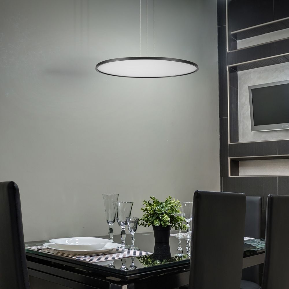 VONN Salm 24 Inch Black LED Disc Chandelier - Modern Ceiling Light Fixture for Dining Room, Bedroom, or Living Room Decor
