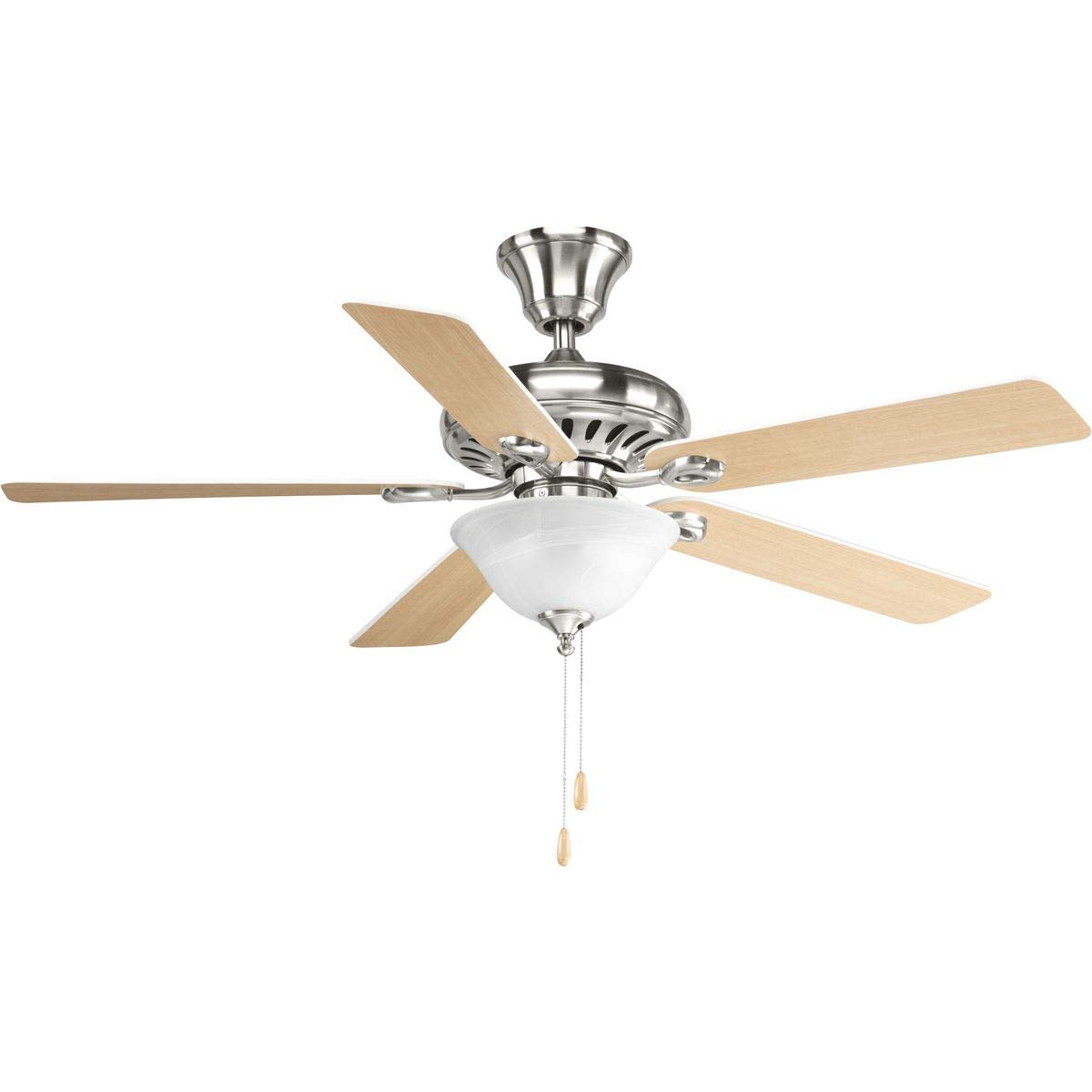 Progress Lighting P2521-09 52-Inch AirPro Indoor Ceiling Fan with Light Kit, Nickel Finish - Perfect for Living Room, Bedroom & Office Cooling