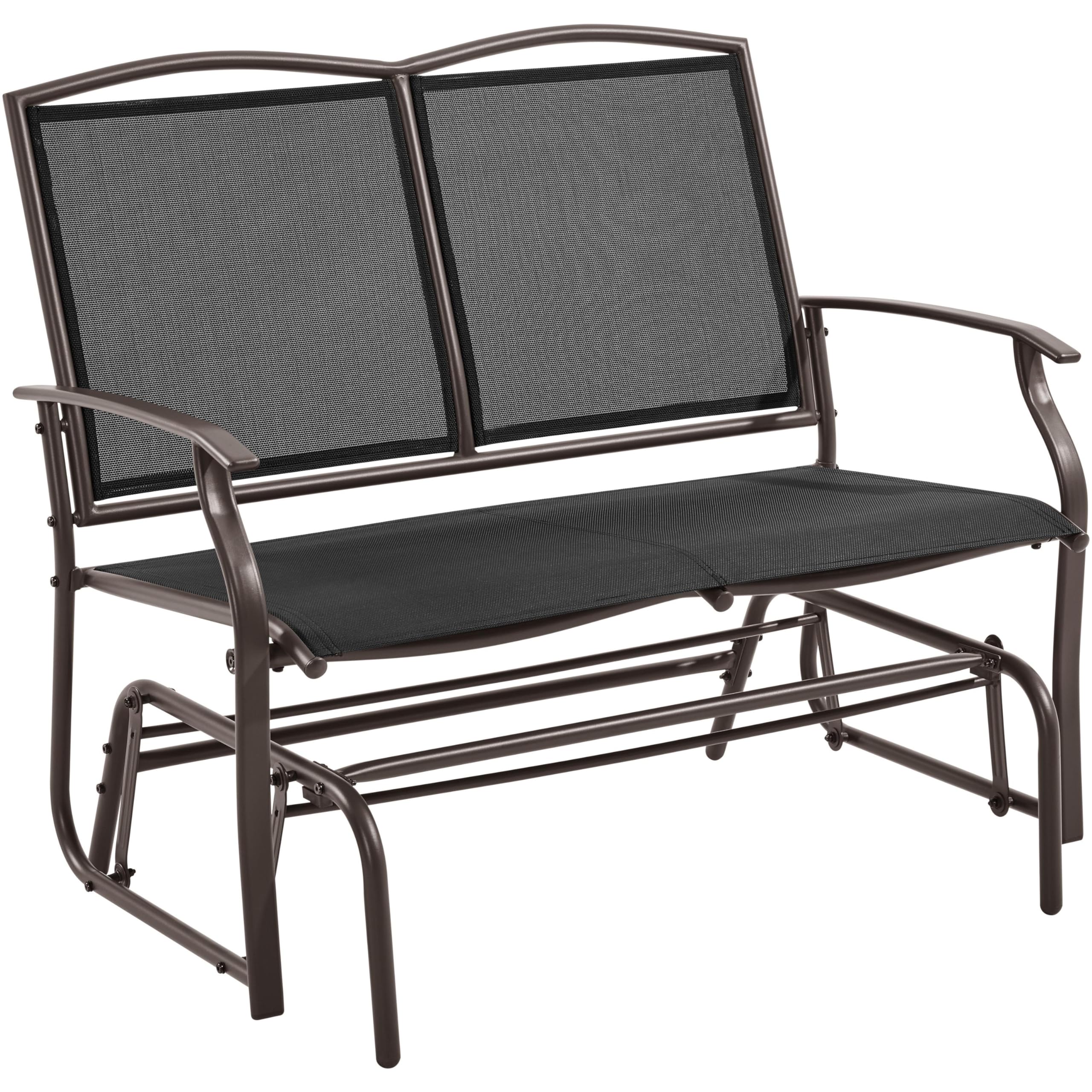 Yaheetech 2-Person Outdoor Glider Bench - Heavy Duty Steel Frame Patio Loveseat for Backyard, Garden, Porch, Poolside - Weather-Resistant Black Rocking Chair for Relaxing Outdoors
