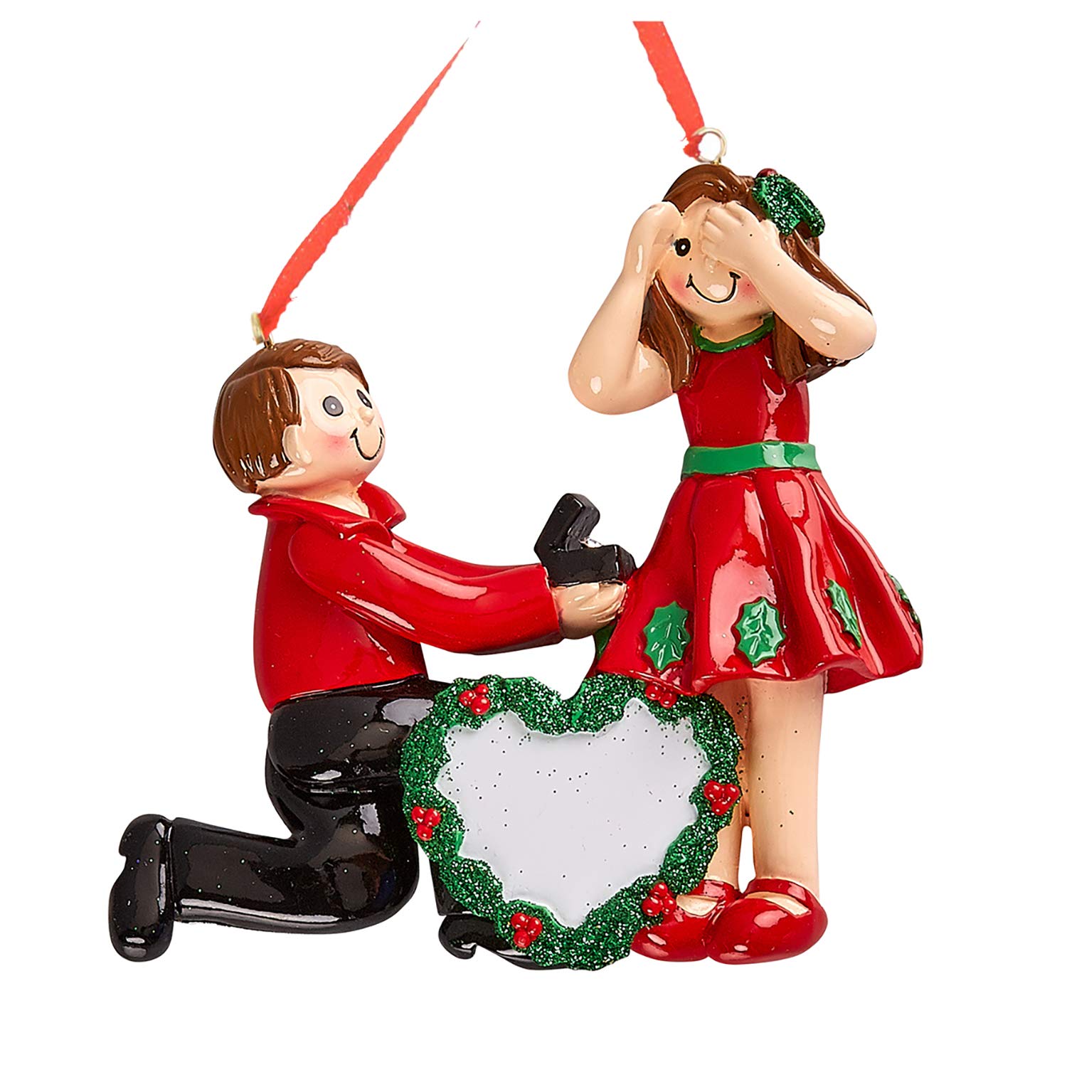 Personalized 2024 Engaged Couples Christmas Ornament - Custom Red Outfit Couple Engagement Gift for Newlyweds | Perfect for Holiday Decor, Wedding Anniversary & Christmas Tree Decoration