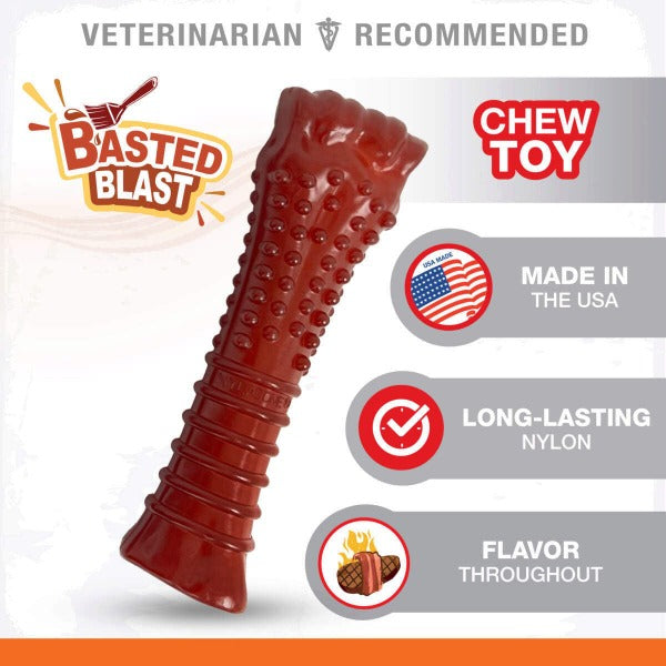 Nylabone Power Chew Basted Blast Dual Flavored Dog Chew Toys - Durable Puppy Chewing Toy for Aggressive Chewers, Long-Lasting Dental Treat for Medium & Large Dogs - Perfect for Teething, Boredom Relief & Dental Health