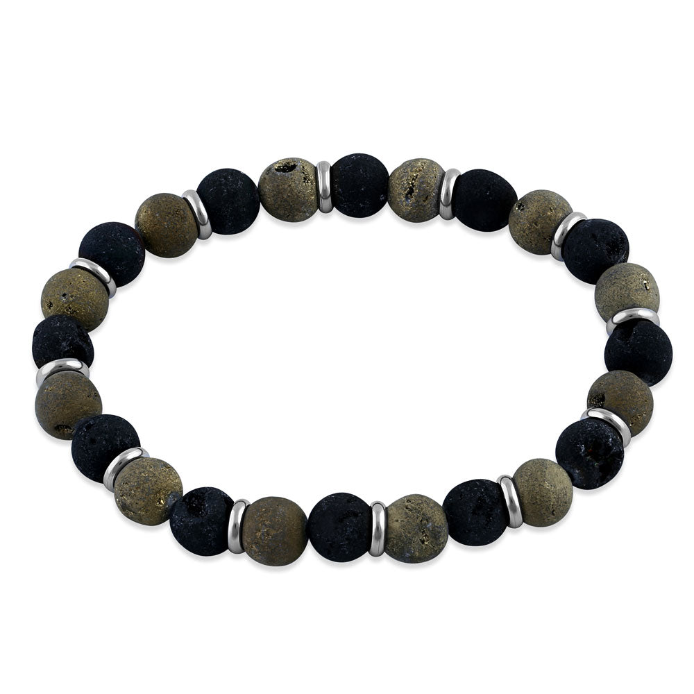Stainless Steel Black & Brown Druzy Bead Bracelet for Women | Trendy Adjustable Crystal Jewelry Gift for Birthday, Anniversary & Everyday Wear