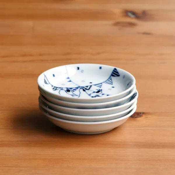 Hasami Yaki Japanese Ceramic Small Plates Set of 5 - Handcrafted Animal Design Tableware for Sushi, Desserts & Appetizers | Authentic Hasami Ware for Home Dining & Restaurant Use
