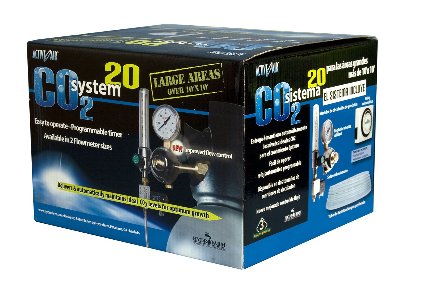 Hydrofarm Active Air COSYS20 CO2 Generator with Timer - Stainless Steel for Indoor Grow Tents & Hydroponic Systems - Boosts Plant Growth in Greenhouses & Grow Rooms