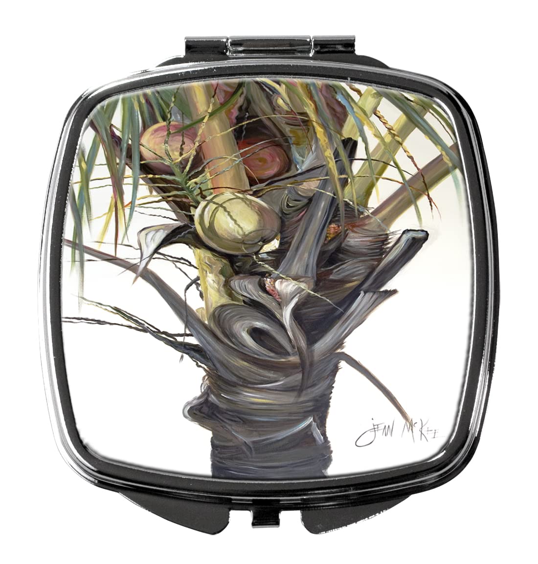 Coconut Tree Top Compact Mirror - Decorative Travel Makeup Mirror for Women & Girls | Folding Handheld Pocket Mirror | Perfect Gift for Beach Lovers & Tropical Theme Makeup Accessories