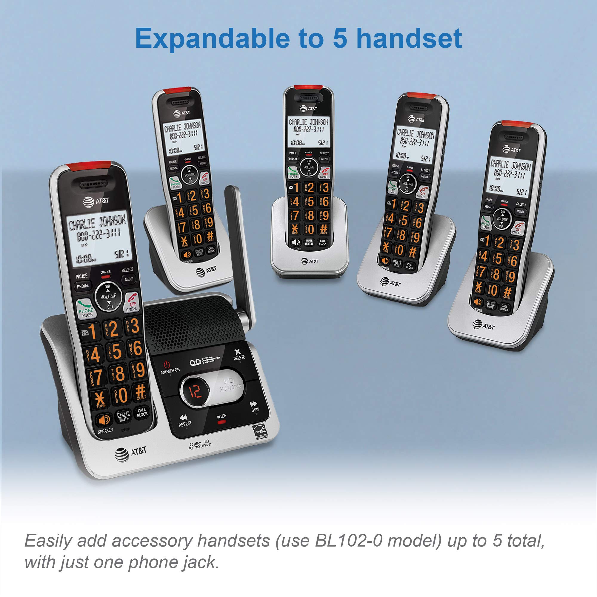 AT&T BL102-2S 2-Handset Cordless Phone with Digital Answering System, 2