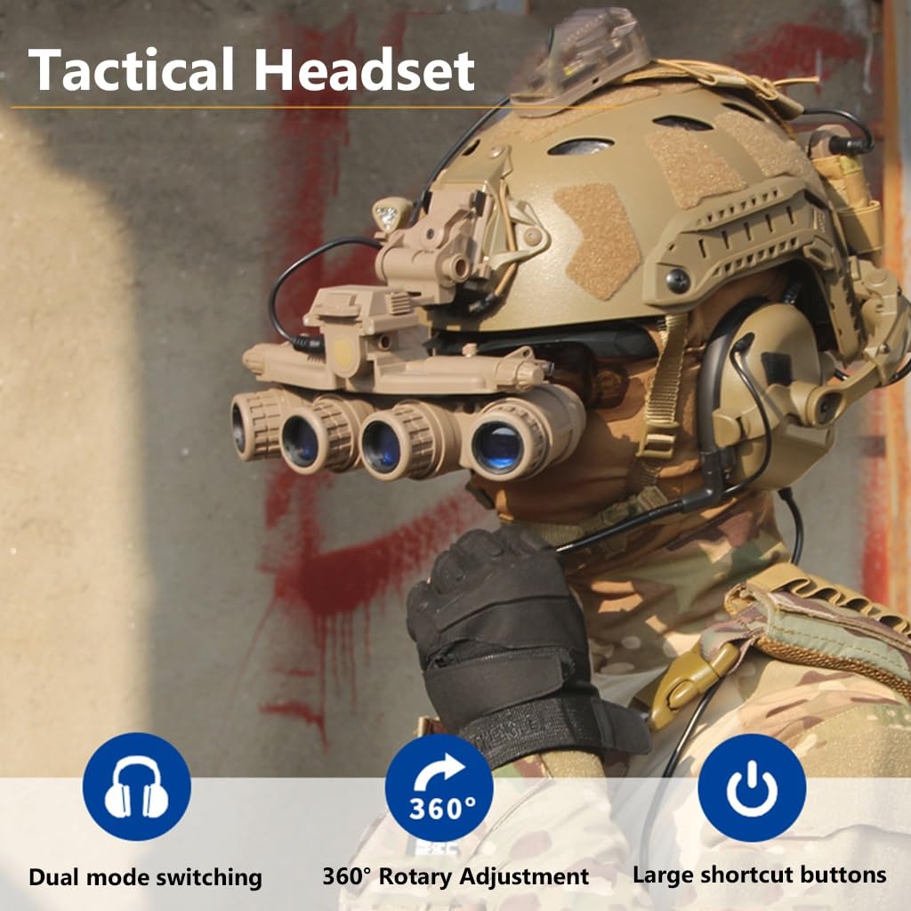 Tactical Airsoft Fast Helmet Set - Military Style Paintball & Hunting Gear with Headset, Goggles & Telescope (Black) - Perfect for Outdoor Games, Cosplay & Halloween Costumes