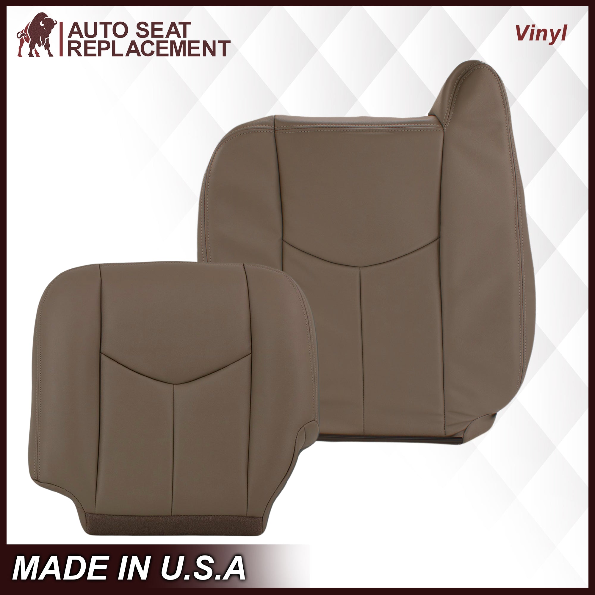2003-2007 Chevy Silverado Avalanche GMC Sierra Work Truck Seat Cover - 40/20/40 Split Bench Tan Leather/Vinyl - Durable Truck Seat Protector for Drivers & Work Vehicles | Perfect for Construction, Farming & Daily Commuting